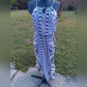JAPNA Blue and White Floral Maxi Dress S